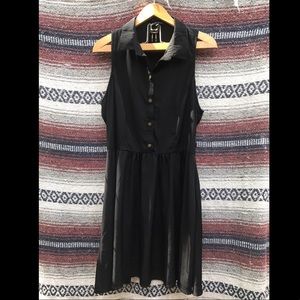 Sweet Rain Black Modern Button Up Dress: M